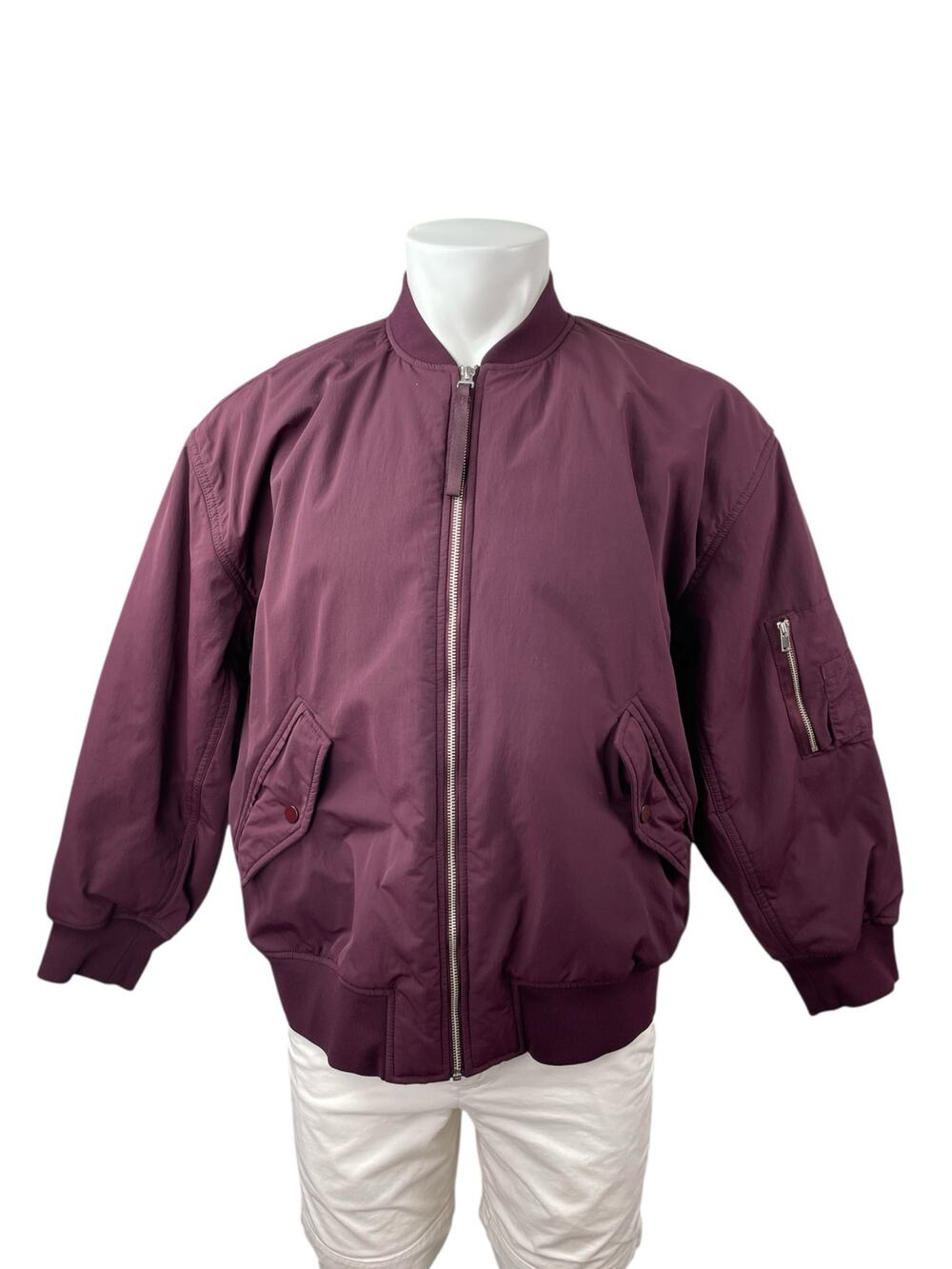 Everlane ReNew Oversized Purple Long Sleeve Windbreaker Bomber Coat Jacket Sz L